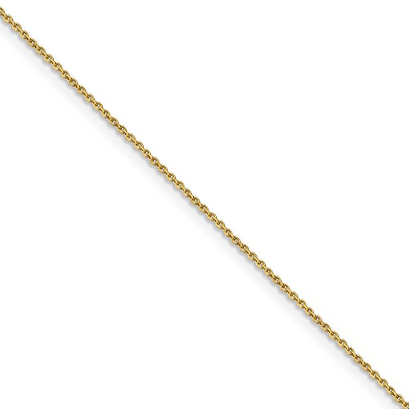 0.9mm 14k Yellow Gold Solid Diamond Cut Cable Chain Necklace, 20 Inch